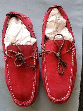 Alfani Men's Red Suede Moc Toe Driving Loafers